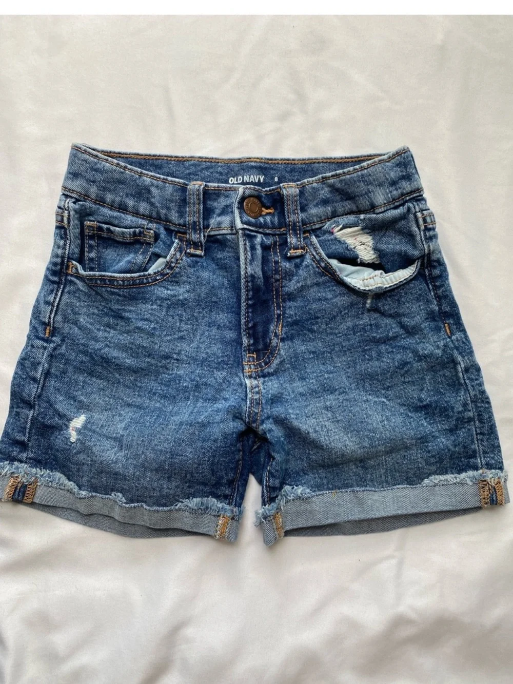 Old Navy Medium Blue Distressed Denim Shorts